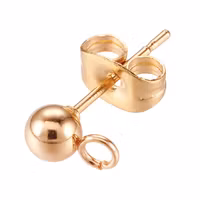 Gold-colored surgical steel stud earrings with PVD plating, 10 pcs.