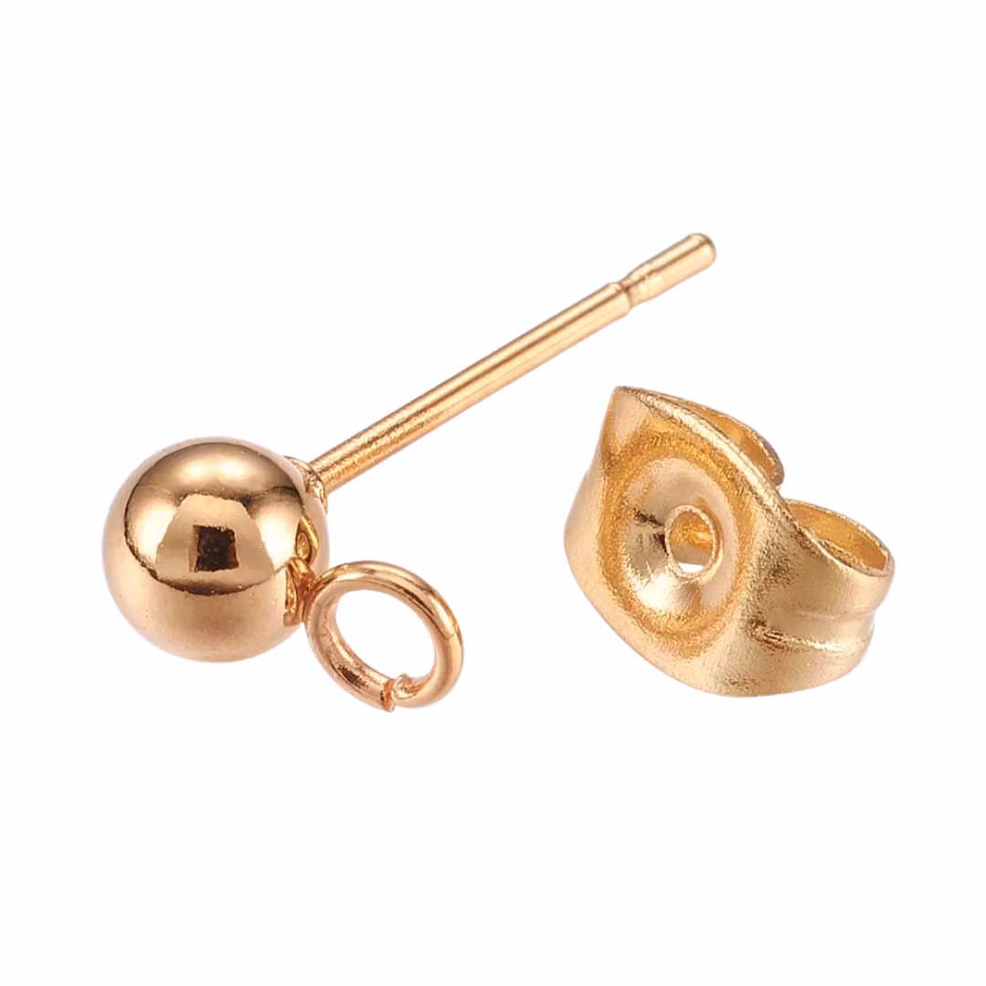 Guldfärgat kirurgiskt stål stiftörhängen med PVD plätering, 10 st