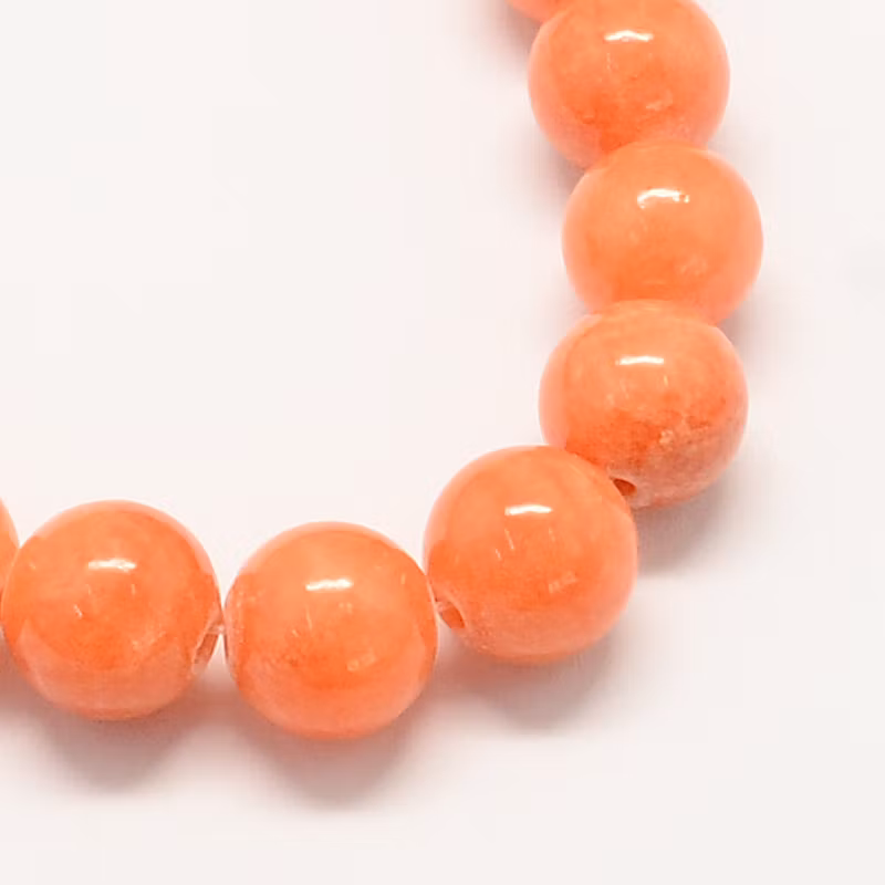 Jade 10 mm ljus orange, 1 sträng