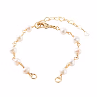 Gold-colored bracelet link with freshwater pearls, 1 pc.