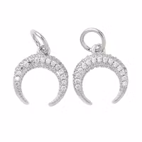 Antikfärgat hänge crescent moon med cubic zirconia, 1 st