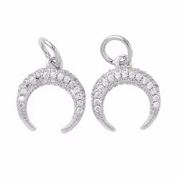 Antikfärgat hänge crescent moon med cubic zirconia, 1 st