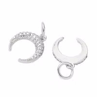 Antikfärgat hänge crescent moon med cubic zirconia, 1 st