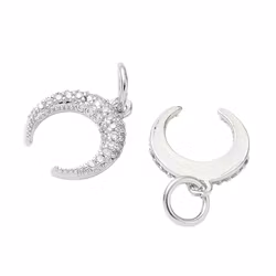 Antikfärgat hänge crescent moon med cubic zirconia, 1 st