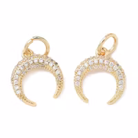 Guldfärgat hänge crescent moon med cubic zirconia, 1 st