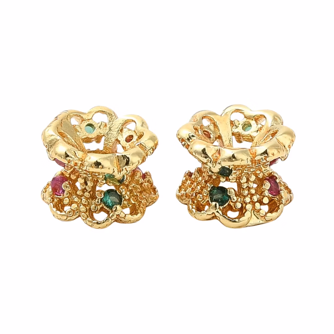 Guldfärgad strassrondell blommor med cubic zirconia mix, 1 st