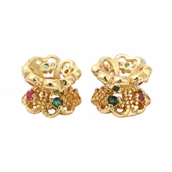 Guldfärgad strassrondell blommor med cubic zirconia mix, 1 st