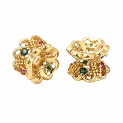 Guldfärgad strassrondell blommor med cubic zirconia mix, 1 st