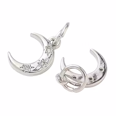 Antikfärgad berlock cubic zirconia måne med ring, 1 st