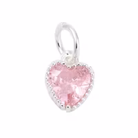 Silverfärgad berlock rosa hjärta och ring med cubic zirconia, 1 st