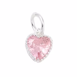 Silverfärgad berlock rosa hjärta och ring med cubic zirconia, 1 st