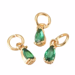 Guldfärgad berlock droppe grön cubic zirconia med 18k, 1 st