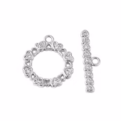 Antikfärgat stavlås med hjärta och cubic zirconia, 1 st