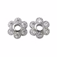 Antikfärgad pärlhatt 6 mm blomma med cubic zirconia, 1 st