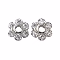 Antikfärgad pärlhatt 6 mm blomma med cubic zirconia, 1 st