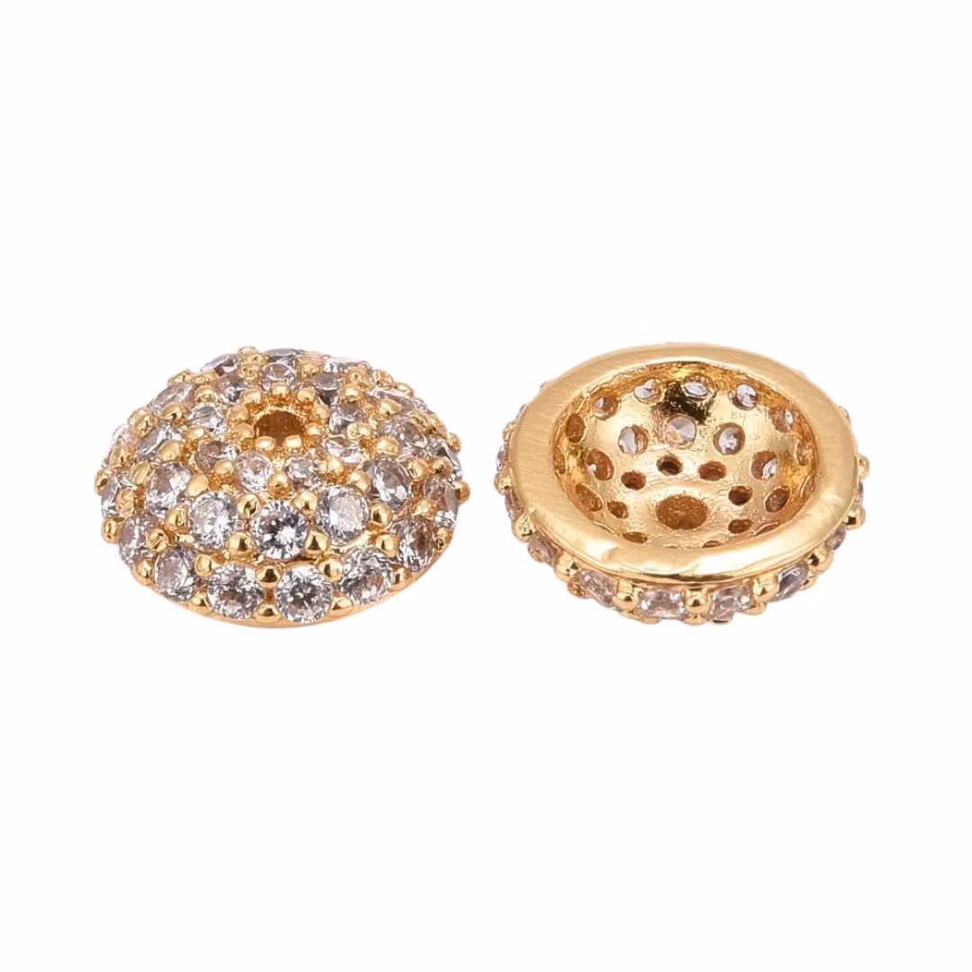 Guldfärgad pärlhatt 8 mm med cubic zirconia, 1 st