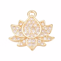Guldfärgad berlock cubic zirconia lotus, 1 st