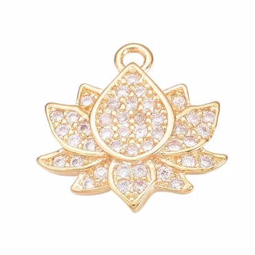 Guldfärgad berlock cubic zirconia lotus, 1 st