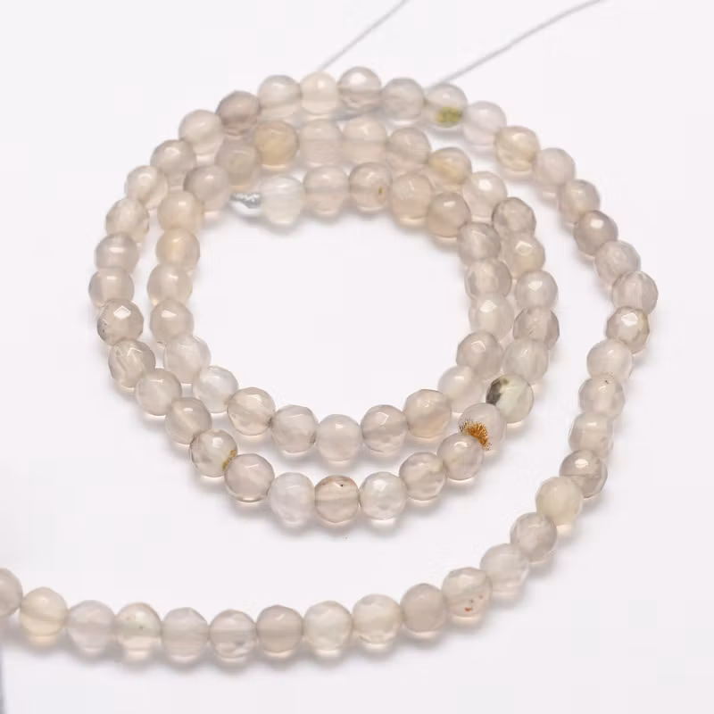 Facetterad agat 4 mm grå, 1 sträng