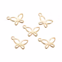 Gold-colored stainless steel charms small stars with 18k plating, 10 pcs.