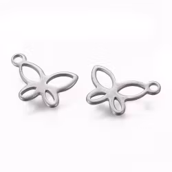Gold-colored stainless steel charms small stars with 18k plating, 10 pcs.