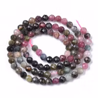 Faceted tourmaline multi 4 mm, 1 strand