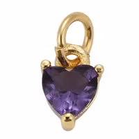 Guldfärgad berlock lila hjärta med cubic zirconia, 1 st
