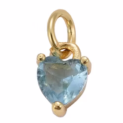 Guldfärgad berlock ljusblå hjärta med cubic zirconia, 1 st