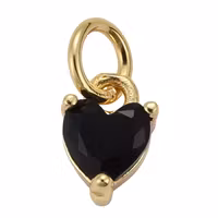 Guldfärgad berlock svart hjärta med cubic zirconia, 1 st