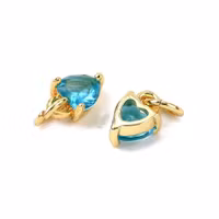 Guldfärgad berlock turkos hjärta med cubic zirconia, 1 st