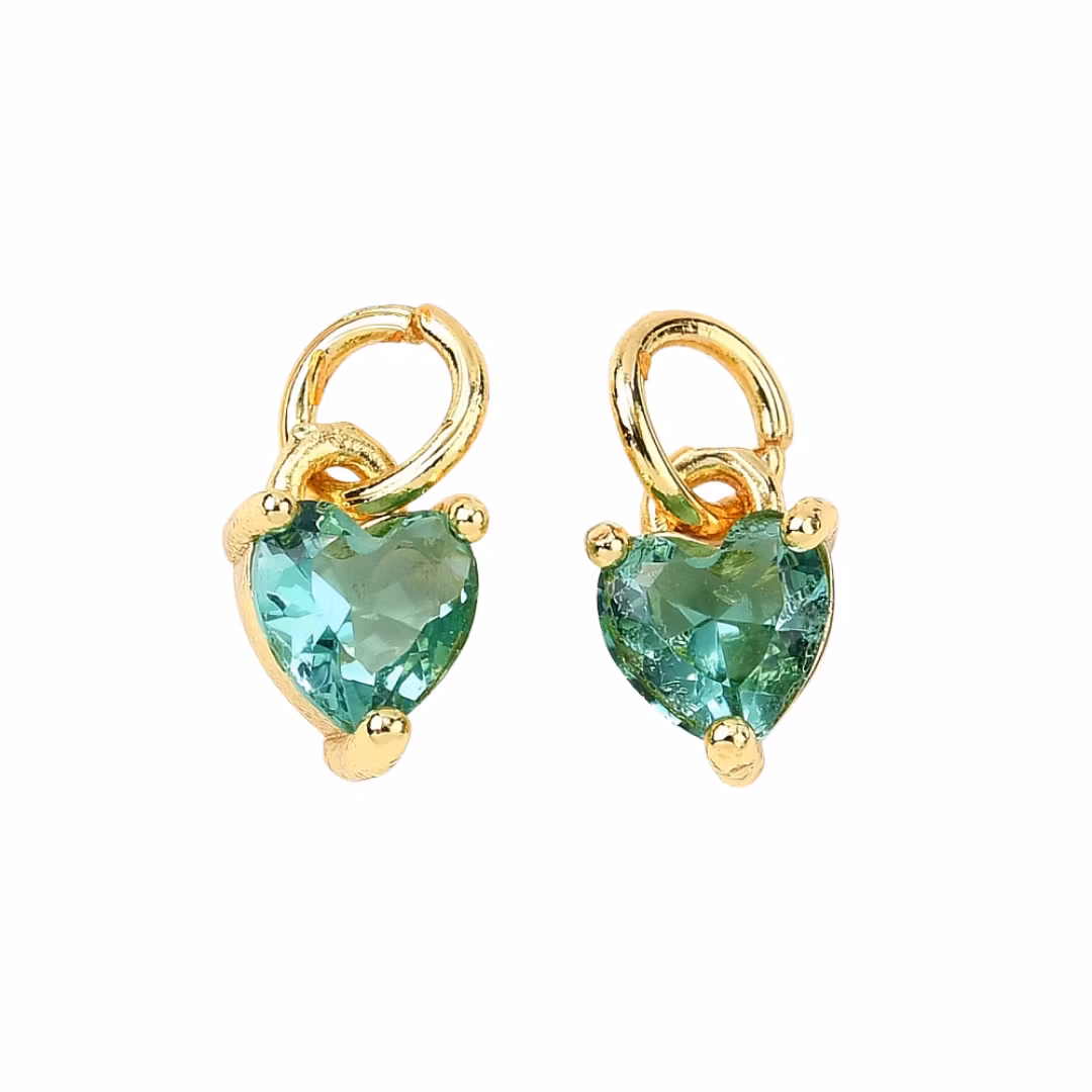 Guldfärgad berlock aqua hjärta med cubic zirconia, 1 st