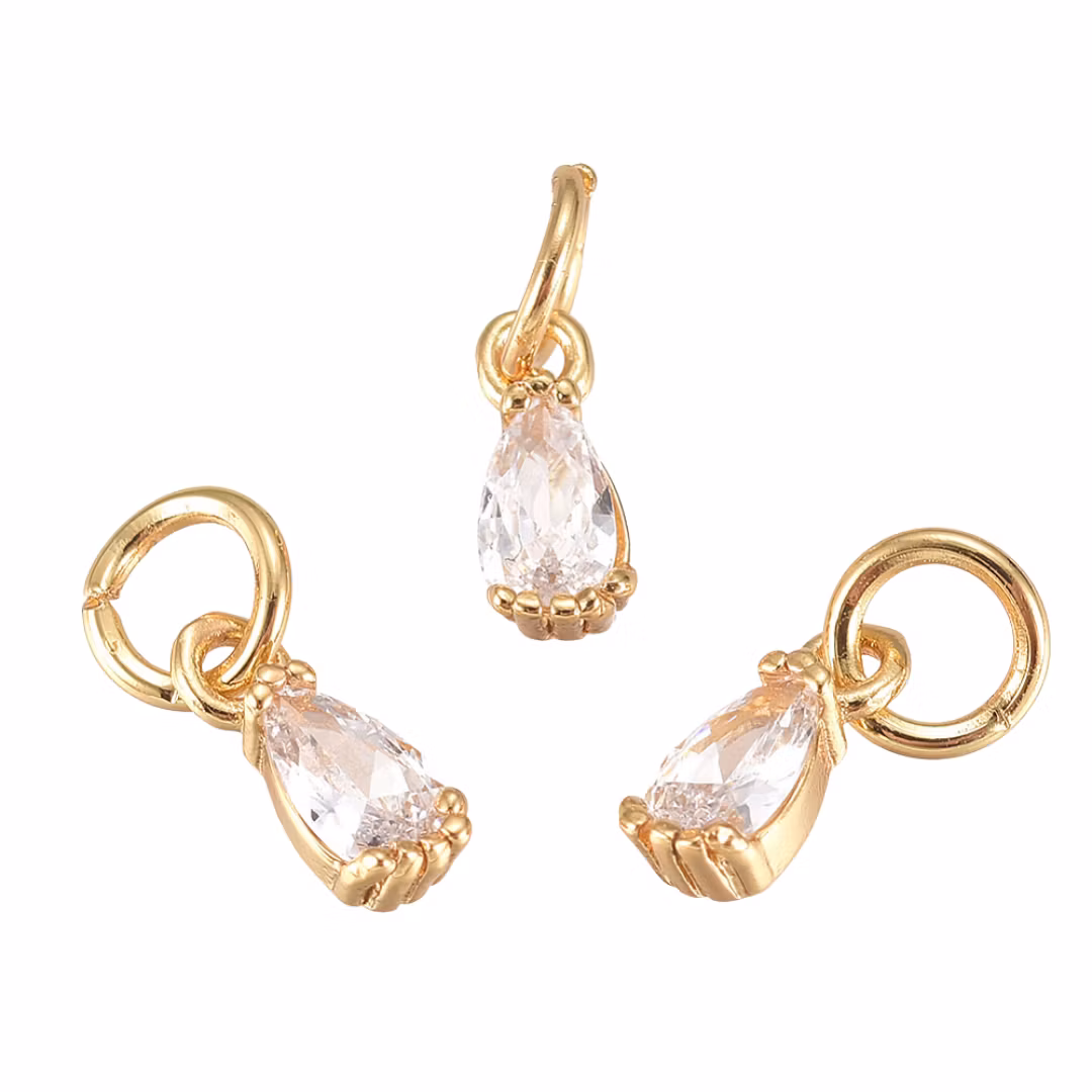 Guldfärgad berlock droppe glas med cubic zirconia och 18k , 1 st