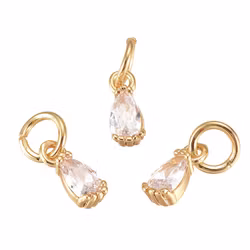 Guldfärgad berlock droppe glas med cubic zirconia och 18k , 1 st