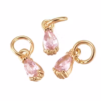 Guldfärgad berlock droppe ljusrosa cubic zirconia med 18k , 1 st