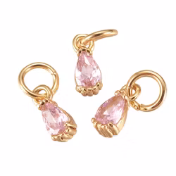 Guldfärgad berlock droppe ljusrosa cubic zirconia med 18k , 1 st