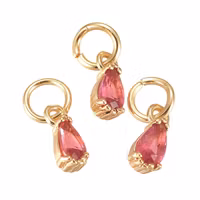 Guldfärgad berlock droppe mörkrosa cubic zirconia med 18k, 1 st