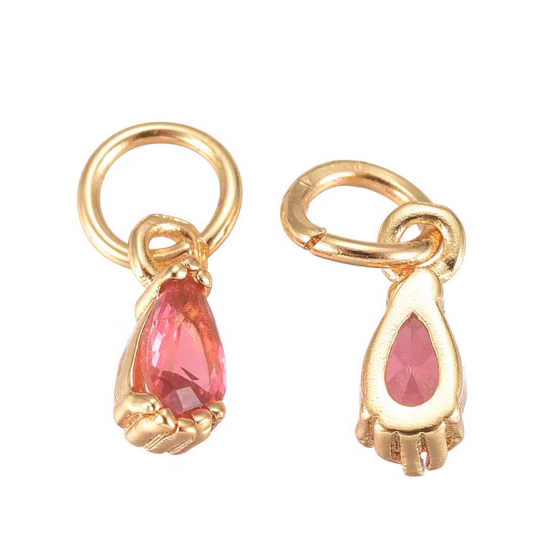 Guldfärgad berlock droppe mörkrosa cubic zirconia med 18k, 1 st