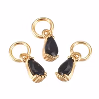 Guldfärgad berlock droppe svart cubic zirconia med 18k, 1 st