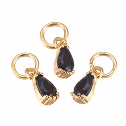 Guldfärgad berlock droppe svart cubic zirconia med 18k, 1 st