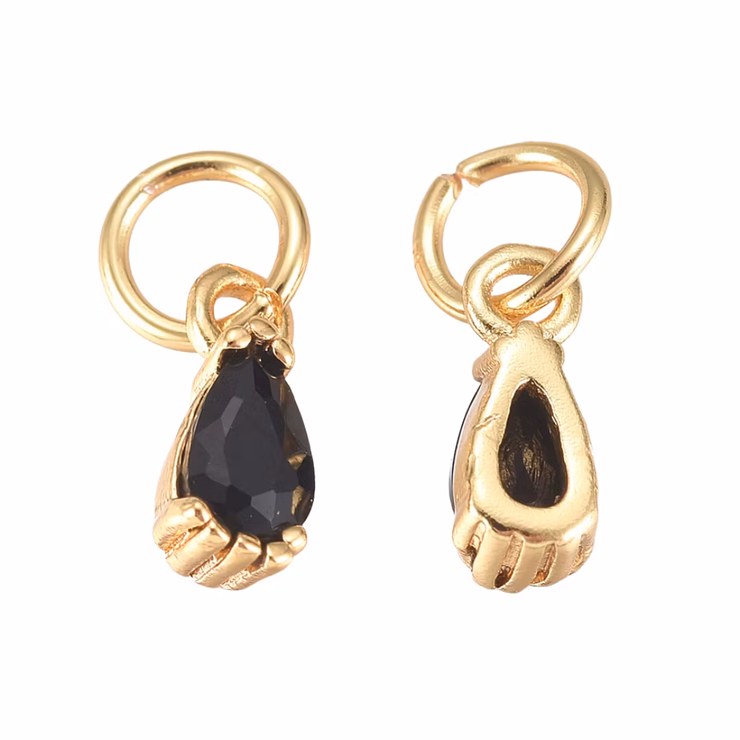 Guldfärgad berlock droppe svart cubic zirconia med 18k, 1 st