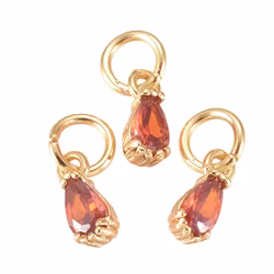 Gold-colored pendant cubic zirconia drop light purple, 1 pc.