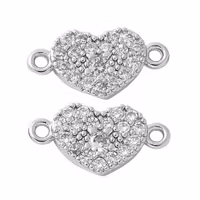 Antikfärgad connector hjärta med cubic zirconia, 1 st