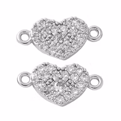 Antikfärgad connector hjärta med cubic zirconia, 1 st