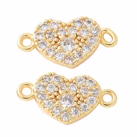 Guldfärgad connector hjärta med cubic zirconia, 1 st