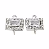 Antikfärgad connector rektangel med cubic zirconia, 1 st