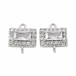 Antikfärgad connector rektangel med cubic zirconia, 1 st