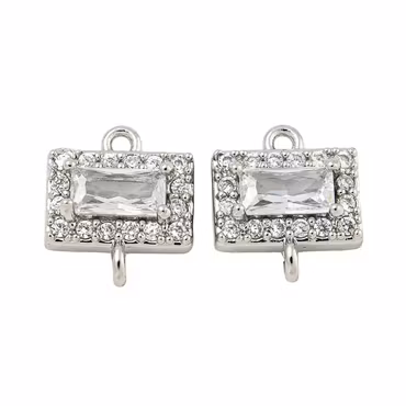 Antikfärgad connector rektangel med cubic zirconia, 1 st