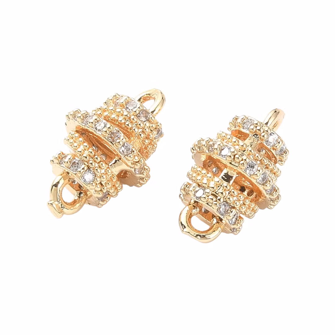 Guldfärgad connector med rondeller och cubic zirconia, 1 st