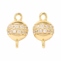 Guldfärgad connector med rund pärla och cubic zirconia, 1 st