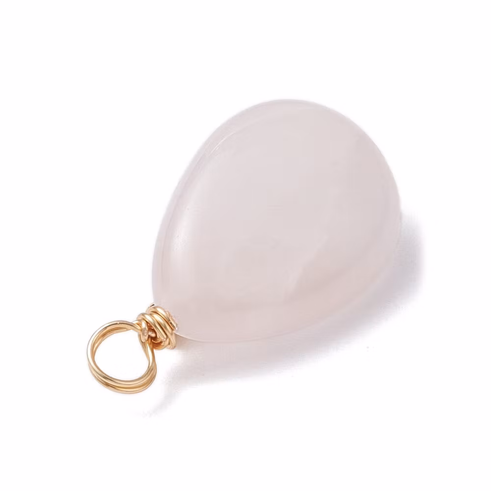 Guldfärgad berlock rosenkvarts och sötvatten, 1st